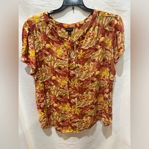 Torrid Womens Multicolor Autumnal Floral Print Short Sleeve Top Size 3